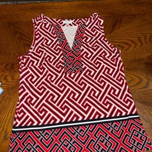 3/$15 crown & ivy Red, Black & White Geometric Sleeveless Tank